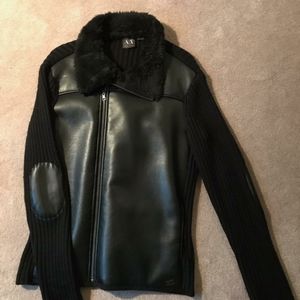 Armani Exchange men's sweater ,Faux leather